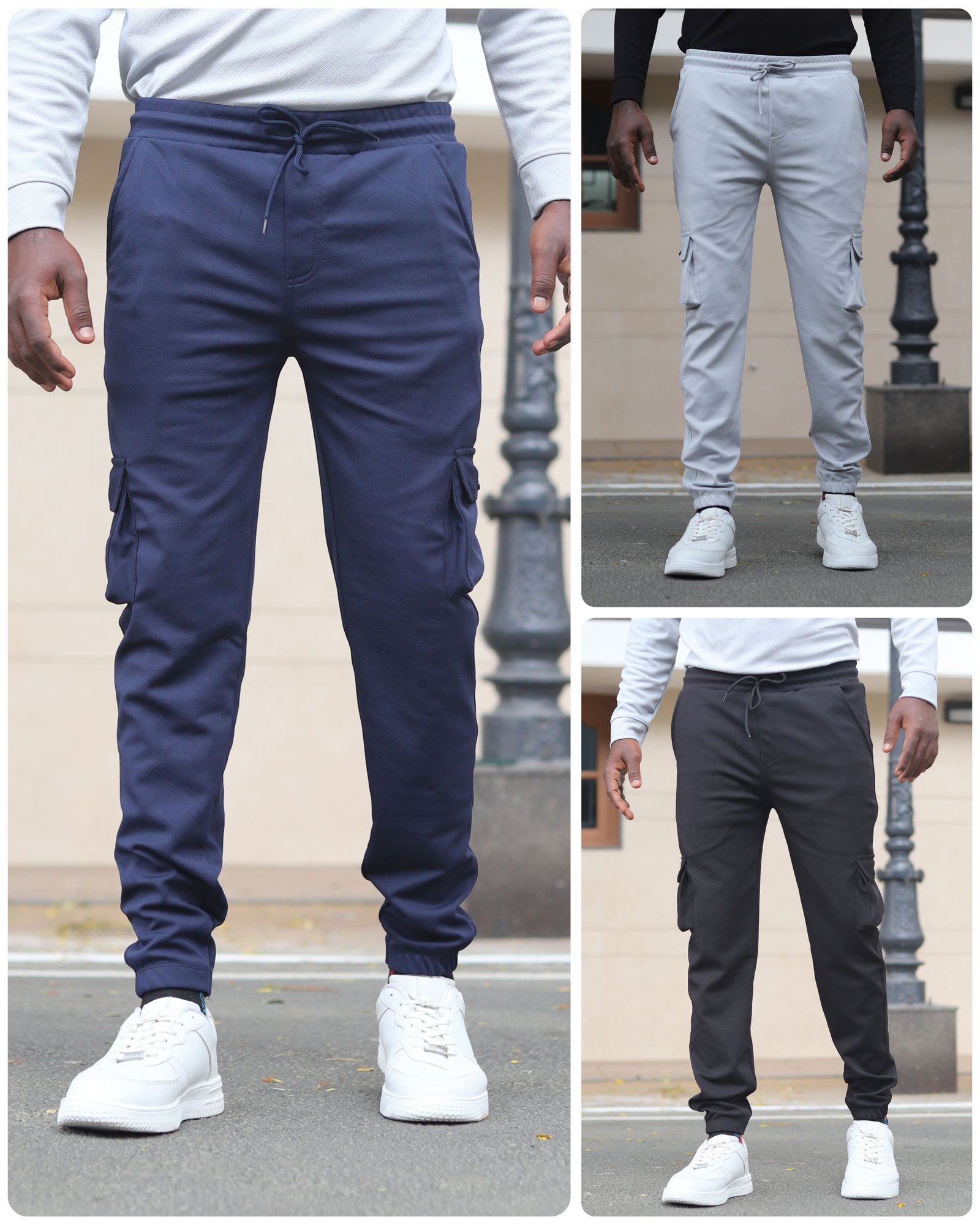 Cargo Pants Pack 3 Combo ( blue,Lgrey,black)